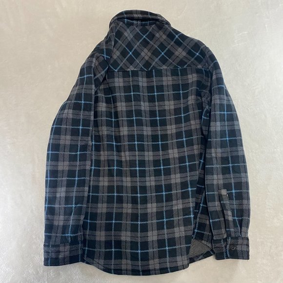 Freedom Foundry Button Up Sherpa Lined Flannel Black Blue Lumber Jack Plaid L - Picture 6 of 9